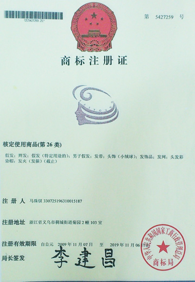 Trademark registration certificate