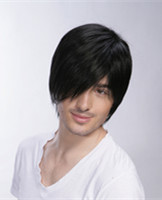 Natural color men's hair wig, synthetic toupee E0901