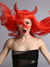 Red long synthetic party wigs,devil wigs YS-6013
