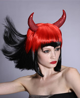 Cheap witch wigs, synthetic wigs with horn YS-6021A