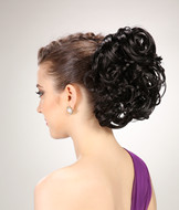 Fake black curly hair pieces accessories for salon YS-8171