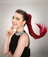 Red hair clip ponytail hairpieces,kanekalon hair product YS-8185A